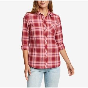 Eddie Bauer Twin Falls Vintage Rose Flannel Shirt Size Medium